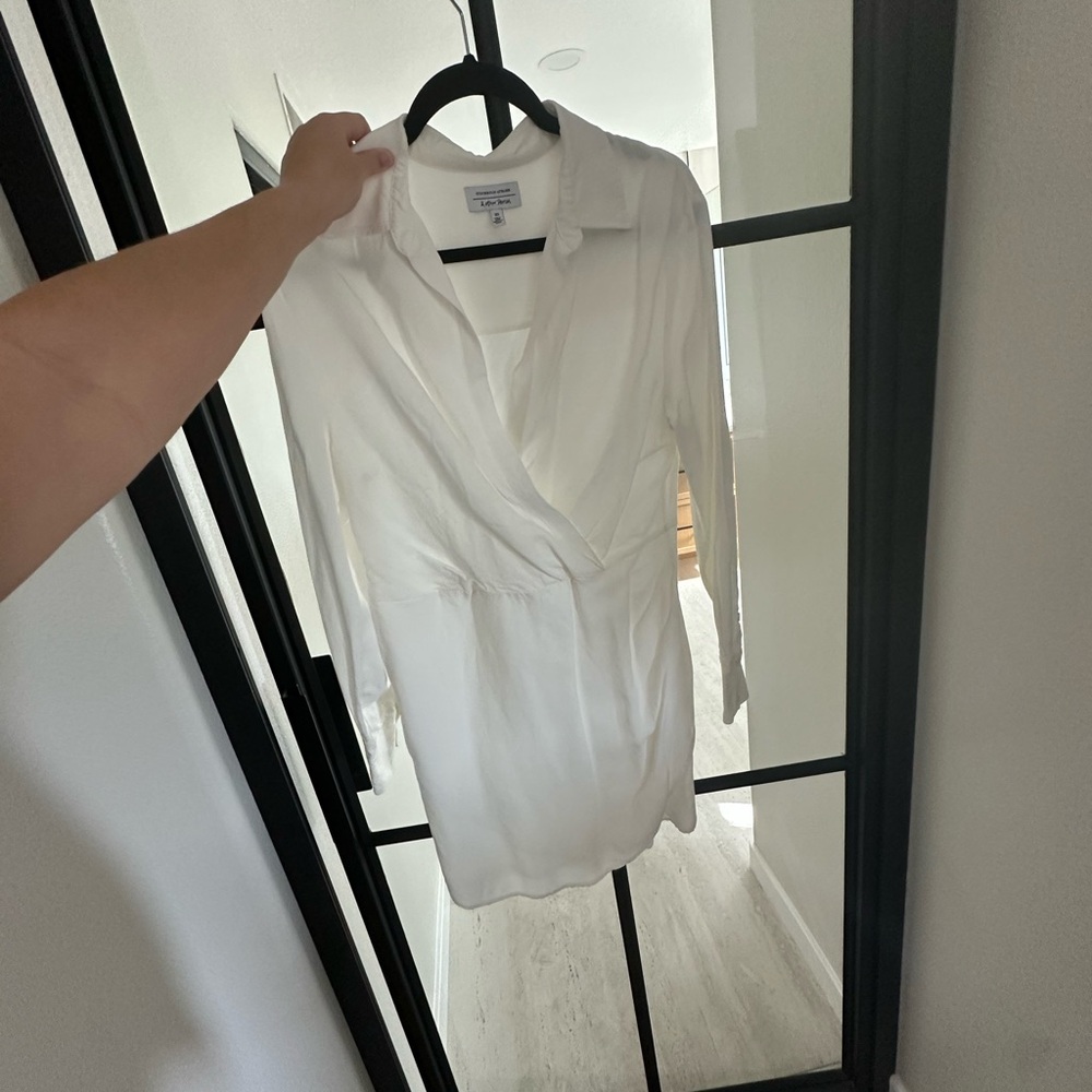 For Love & Other Stores White Linen Wrap Dress Shirt